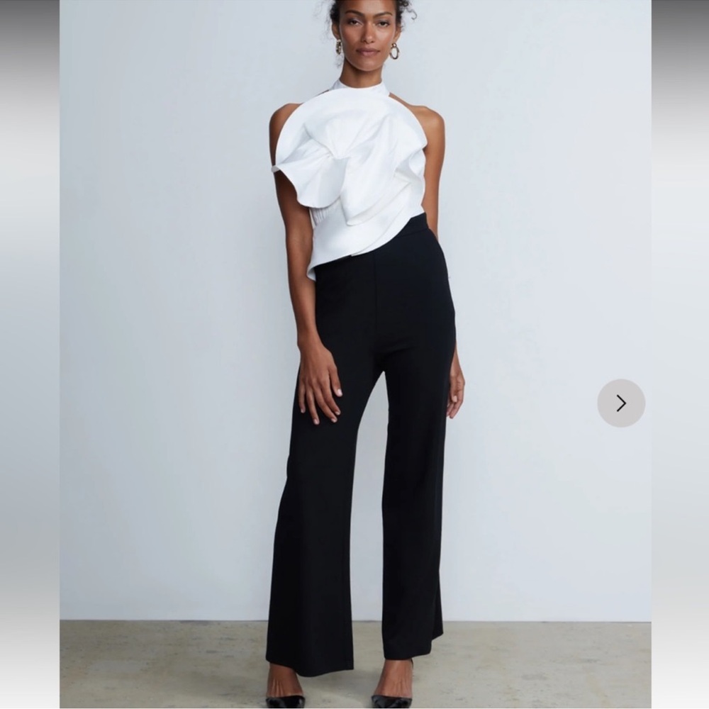 NWT New York & Company Rosette Bodice Jumpsuit  Wide Leg